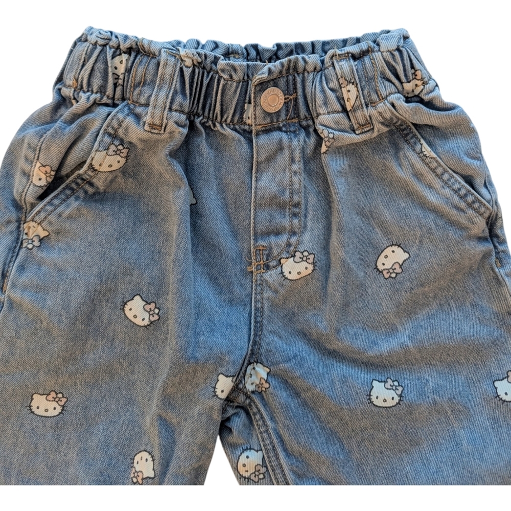H&M Girls Blue Denim Hello Kitty Print Pants Cotton Size 6x - Picture 5 of 11